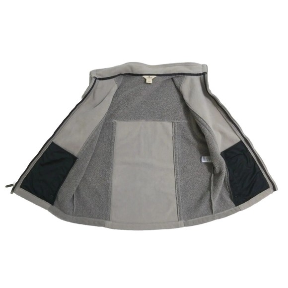 Woolrich Men's Large Fleece Vest Jacket Full Zip Pockets Gray Taupe Pile Lined - Picture 6 of 11